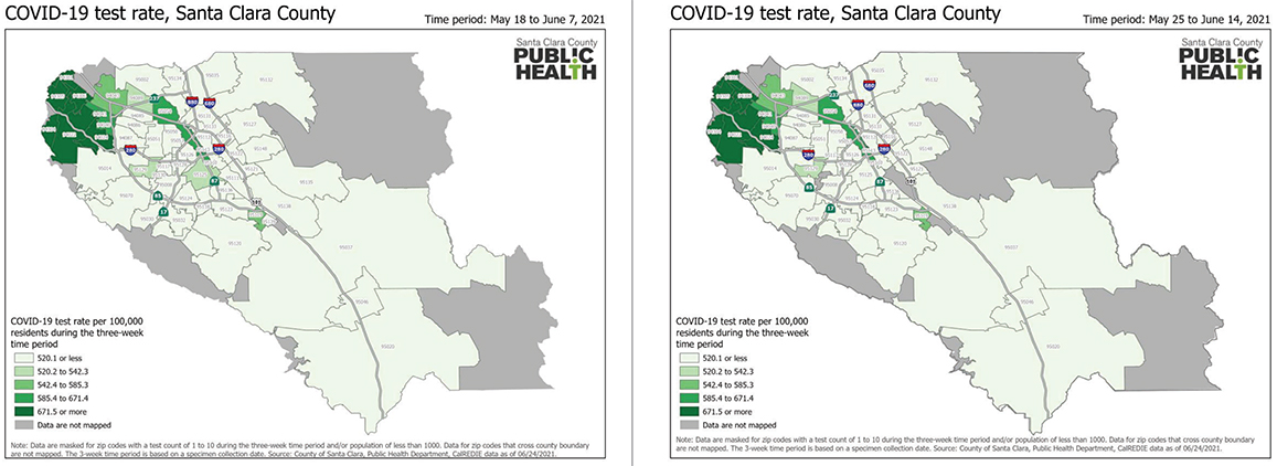 Map of Test Rate by Zip Code