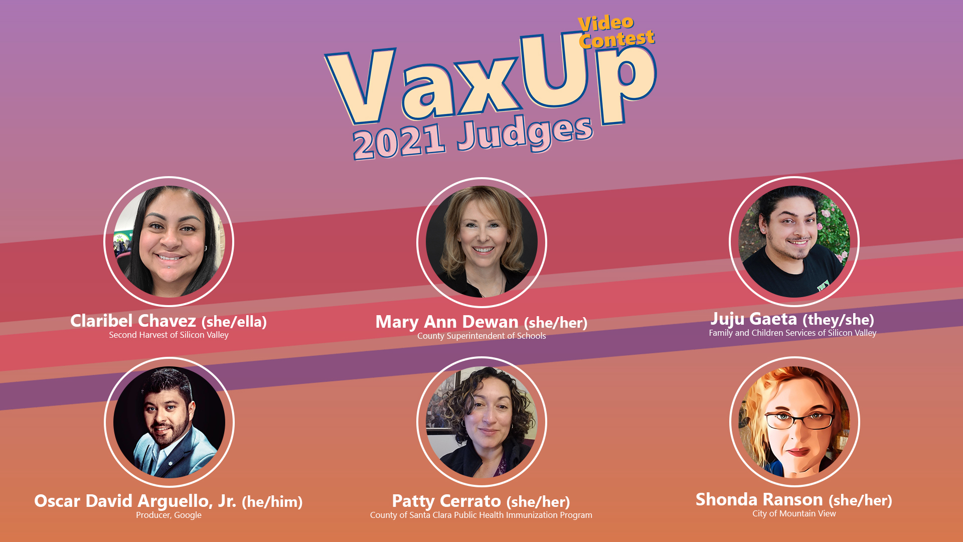 VaxUp Video Contest 2021 Judges; 6 pictures and names